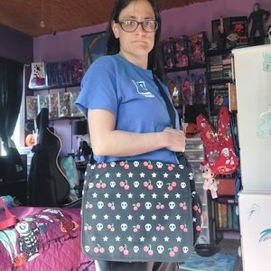 Skull and Cherry Messenger Bag
